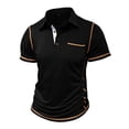 thumbnail image 3 of UVEASISHA Mens Summer Polos Shirts Short Sleeve Casual Business T-Shirt Vintage Color Block Collared Golf Shirts Regular Fit Stylish Work Tees Black S, 3 of 7