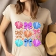 thumbnail image 4 of Girls' Graphic Tee, Colorful Seashell and Bow Design, Summer Beach Shirt, White, Size S, 4 of 6