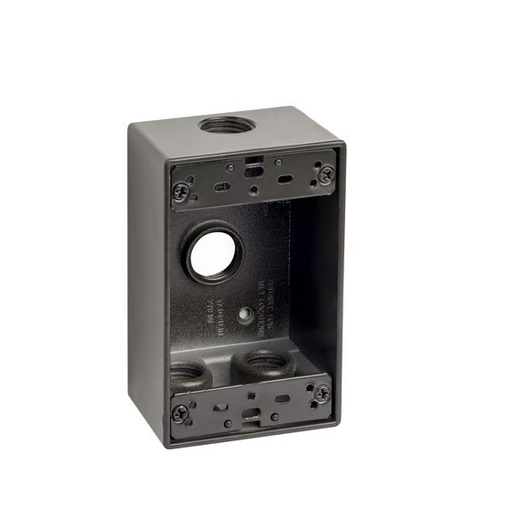 Caja para tomacorriente Sealproof de 1 módulo, 4 orificios, bronce