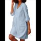 thumbnail image 1 of Vestido Tipo Túnica Holgado Informal de Algodón con Cuello en V para Mujer, Vestido de Verano para Vacaciones, 3/4 y Bolsillo. Azul L, 1 of 10