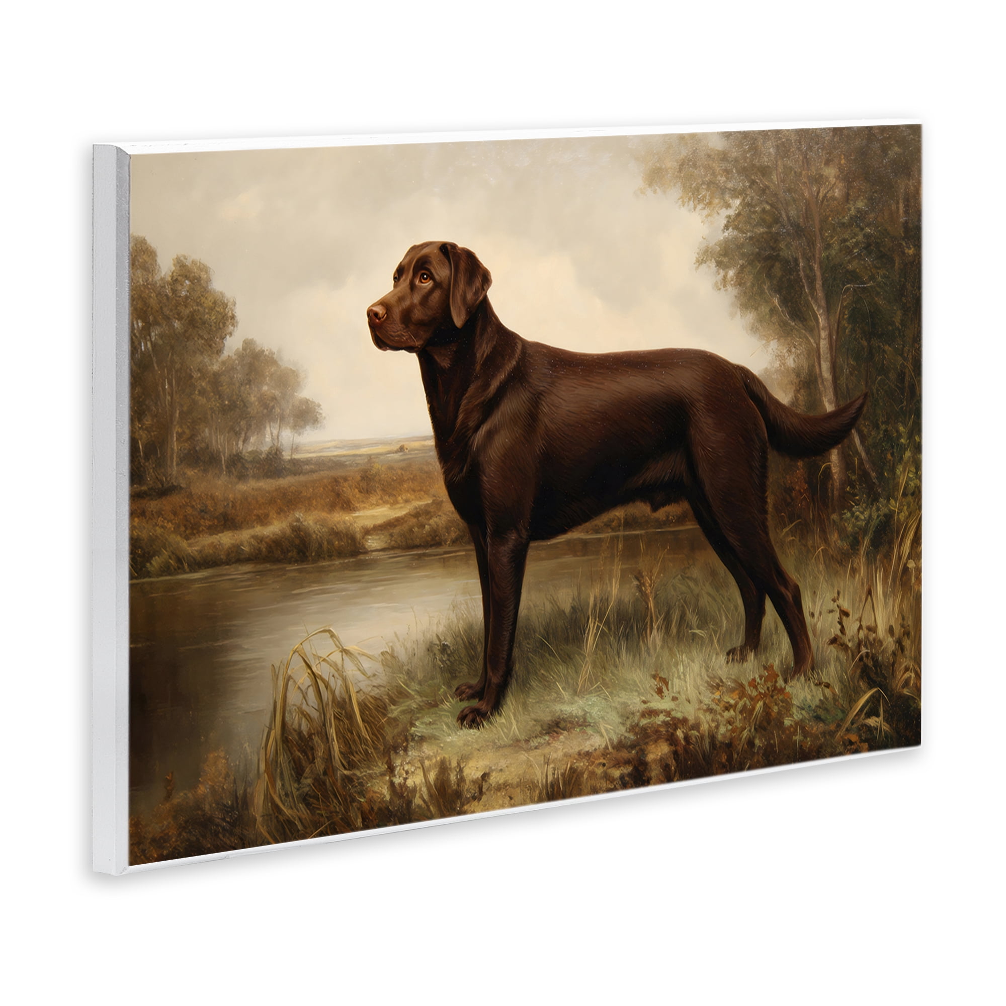Stupell Industries Brown Lab By The River Wall Plaque Art, design by Petal Prints Design