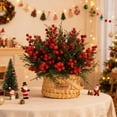 thumbnail image 5 of Virelaxpo Artificial Green Plant with Red Berries Christmas Tree Decoration for Home Holiday Floral Arrangement, 5 of 6