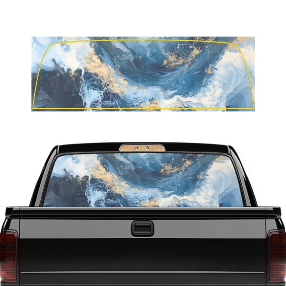 chaqlin Blue Marble Window Decals for Vehicles Perforated Rear Window Graphic Sticker for Cars Trucks SUV, 66x22 Inch Universal Fit
