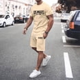 thumbnail image 3 of Los Angeles Graphic Short Sets for Men Relaxed Fit Crewneck T Shirt and Shorts 2 Piece Matching Set Mens Summer Outfits, 3 of 7