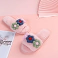 thumbnail image 6 of Xfvqtps Womens Plush Slippers Color Blocked Flowers Plush Fleece Line Non Slip Warm Winter Rubber Slippers Ladies Lovely Home Round Head Soft Sole Cotton Slippers Pink, 6 of 9