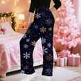 thumbnail image 4 of KHONTS Women's Christmas Comfy Pajamas Drawstring Stretch Floral Print Long Wide Leg Lounge Pants B M, 4 of 6
