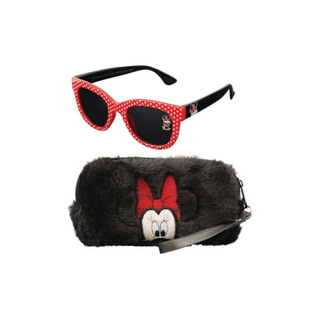Minnie Mouse Fuzzy Case and Kid's Sunglasses Set