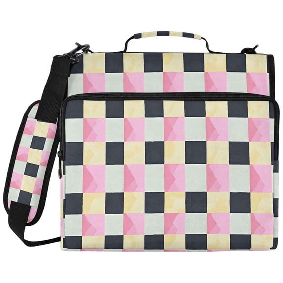 ALAZA Zipper Binder Pastel Checkered-a1 Pattern 2 inch 3 Ring 500 Sheet Capacity Trapper Keeper File Folder Organizer Bag