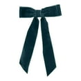 thumbnail image 2 of 6 inch Hair Bow Velvet Hair Clip with Tails (Teal), 2 of 2