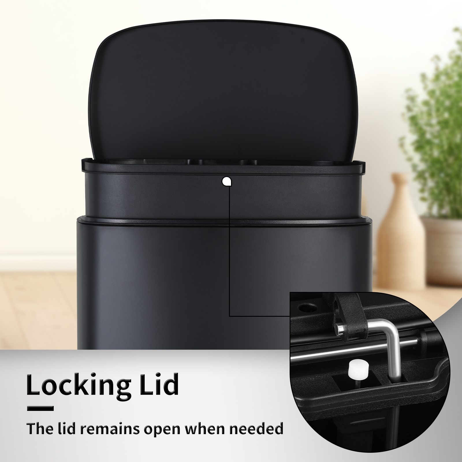 TLSUNNY 13.2+1.3 Gal Trash Can Set, Stainless Steel Kitchen Garbage Can Combo with Soft-Close Lids, Inner Bucket, Foot Step