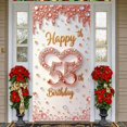 thumbnail image 3 of Pink Gold Happy 55th Birthday Banner Studded 55th Birthday Display Heart Shaped Sparkling Luxury Birthday Banner for 55th Birthday Party Luxury Celebration Women's Birthday, 3 of 9