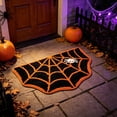 thumbnail image 6 of Linnome Halloween Web Floor Mat, Dirt Absorbent Crystal Velvet Bathroom Rug, Non-Slip Indoor Entrance Decoration Door Mat for Home Kitchen Bedroom-Purple and Orange Spooky Spiderweb Decor, 6 of 6