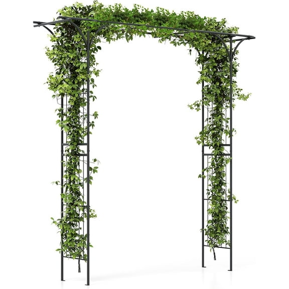 YYEAN 81-Inch Garden Arch, Metal Arbor Archway for Climbing Plants, Decorative Lawn Arbor, Heavy-Duty Arch Trellis for Climbing Plants Outdoor Wedding Ceremony Party Backyard