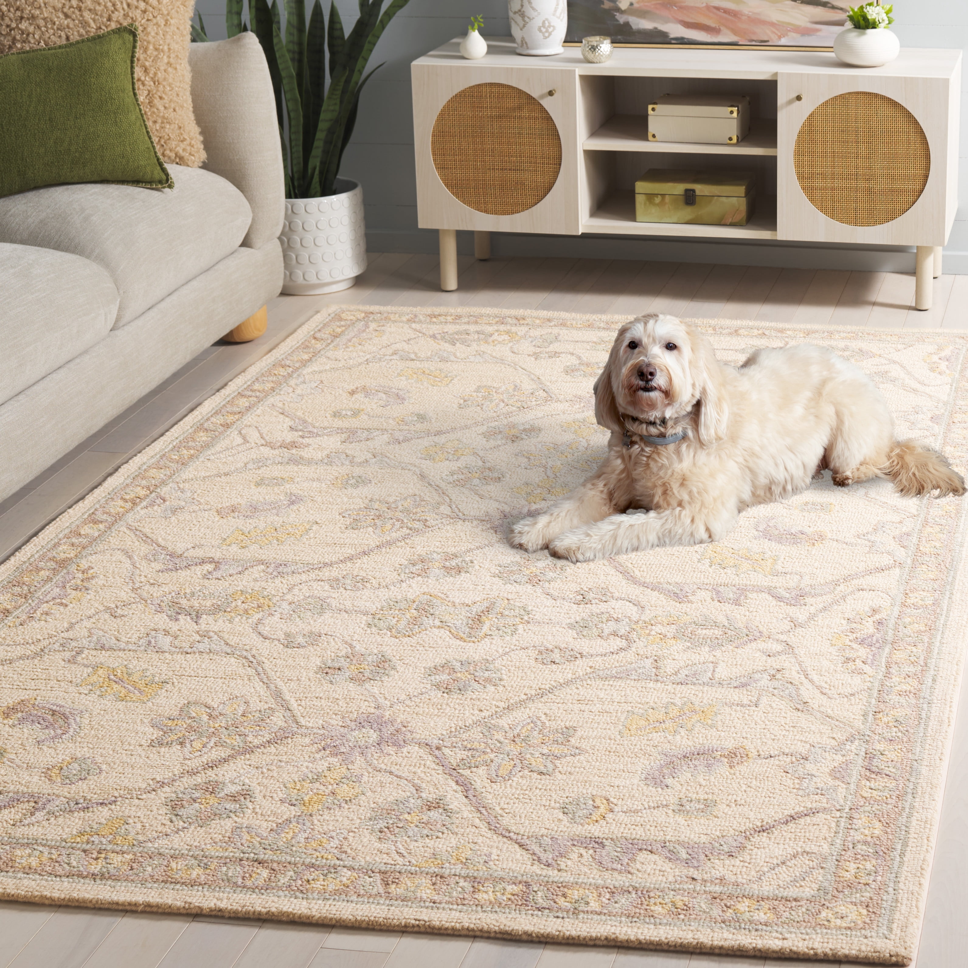 Safavieh Blossom Constantine Floral Wool Area Rug, Beige/Purple, 9' x 12'