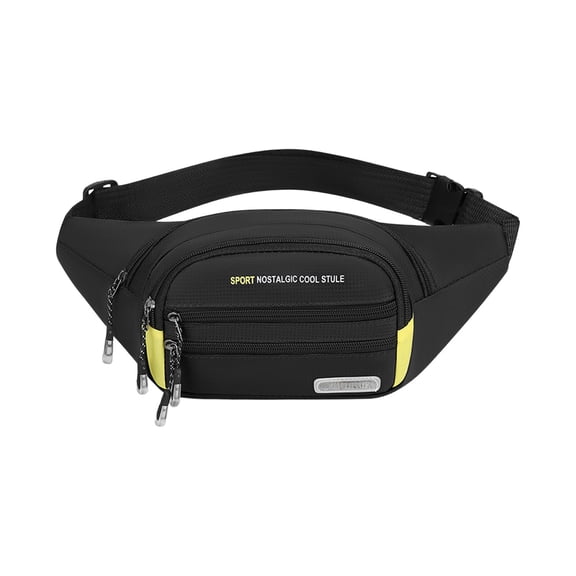 Crossbody Bag Men's Chest Shoulder Messenger Pack Waterproof Outdoor Sports Leisure Spacious Storage Headphone Jack Adjustable Strap Black