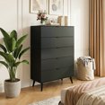 thumbnail image 2 of GALAXHERO Tall 5 Drawer Dresser, Wood Storage Organizer for Bedroom, Closet, Living Room, Black, 2 of 8