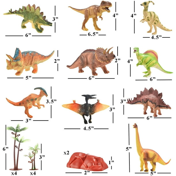TEMI Jouets dinosaures pour enfants de 3 à 5 ans avec tapis de jeu  d'activité et arbres, ensemble de jeu éducatif réaliste pour créer un monde  de dinosaures, y compris T-Rex, tricératops, 