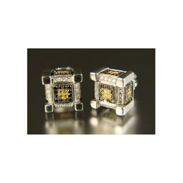 MENS ICE CUBE REAL DIAMOND STUDS 9 MM EARRINGS STUDS