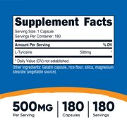 Nutricost L-Tyrosine 500mg, 180 Capsules - Non-GMO & Gluten Free Supplement