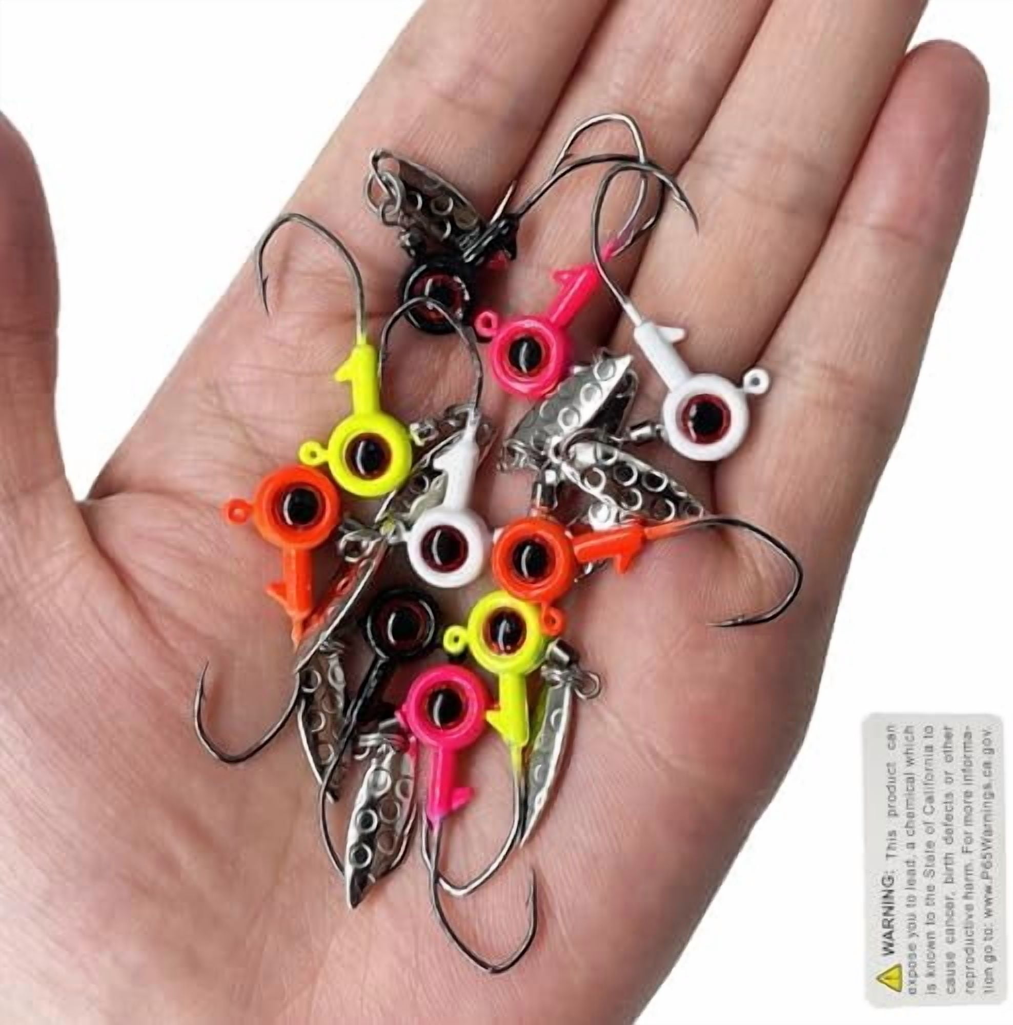 Crappie Jigs Underspin Jig Heads with Large Eyes - 1/32, 1/16, 1/8 oz Sizes - 40 Pcs for Bass, Panfish, Trout