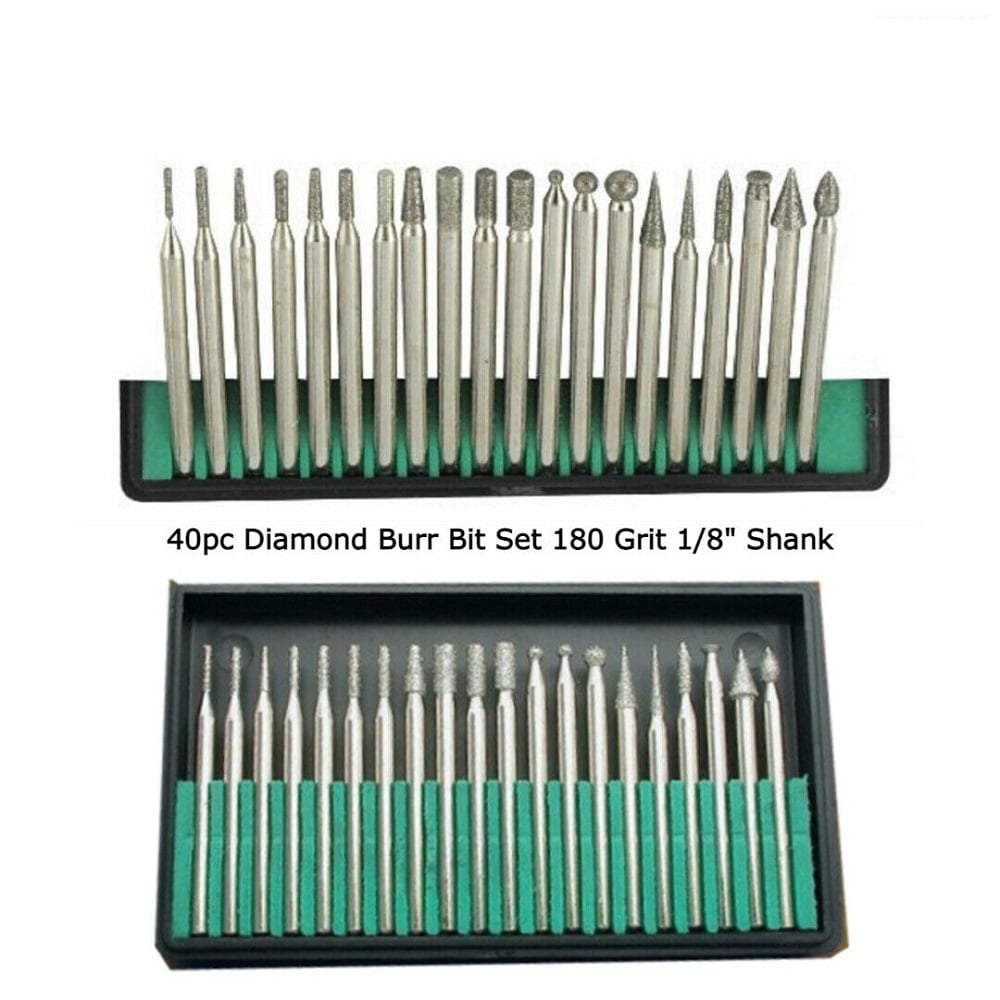 60PC DREMEL DIAMOND BURR Bit Set Rotary Tools 150 Grit 1/8" Shank Storage Case 