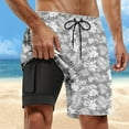 thumbnail image 2 of Men Hawaiian Print Beach Shorts – Tropical Palm Graphic Quick Dry Athletic Shorts With Mesh Lining Design, Vacation Casual Swim Inspired Bottoms For Pool Party Summer, 2 of 3