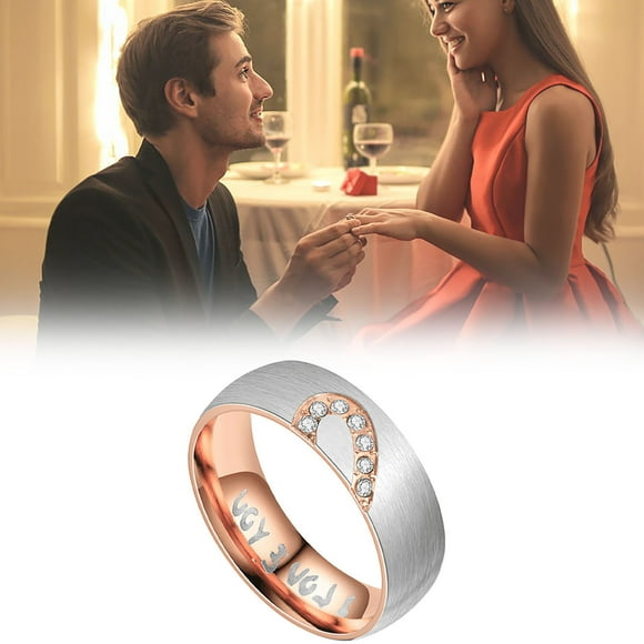 Anillos para mujer, regalos para mujer, anillo de pareja en forma de corazón de medio melocotón de acero de titanio, joyería, regalo de San Valentín, anillo de acero inoxidable