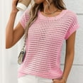 thumbnail image 6 of Quinlirra Womens Summer Tops under $10 Casual Cover Ups for Women Round Neck Solid Color Hollow Out Sunscreen Knitted Sweater Cover Up Sleeveless Tops, 6 of 8
