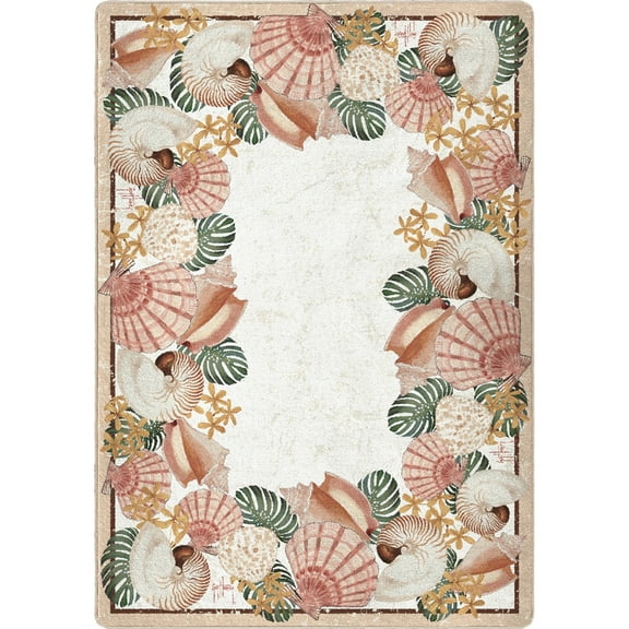 Milliken Guy Harvey Area Rug FLORAL SHELL Floral Shell Beige Floral, 3' x 5'