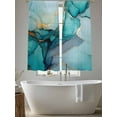 thumbnail image 6 of Sheer Curtains 63 Inches Long, Teal Ombre Light Filtering Window Curtains for Living Room/Bedroom, Modern Marble Ink Painted Abstract Rod Pocket Voile Sheer Curtain Drapes, 52"W x 63"L, 2 Panels, 6 of 8