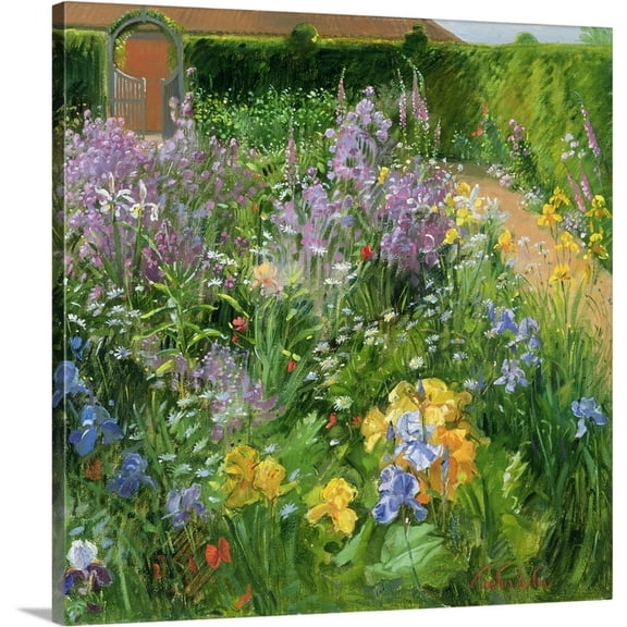 Great BIG Canvas | "Sweet Rocket, Foxgloves and Irises, 2000" Canvas Wall Art - 30x30