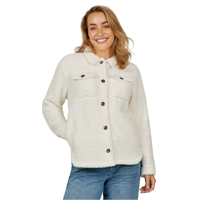 Free Country Women's High Pile Shacket Cream L