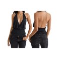 thumbnail image 2 of Argulvti Women's Summer Halter Tops Stylish Solid Ruched Slim Fit Backless Sleeveless Vest, 2 of 6
