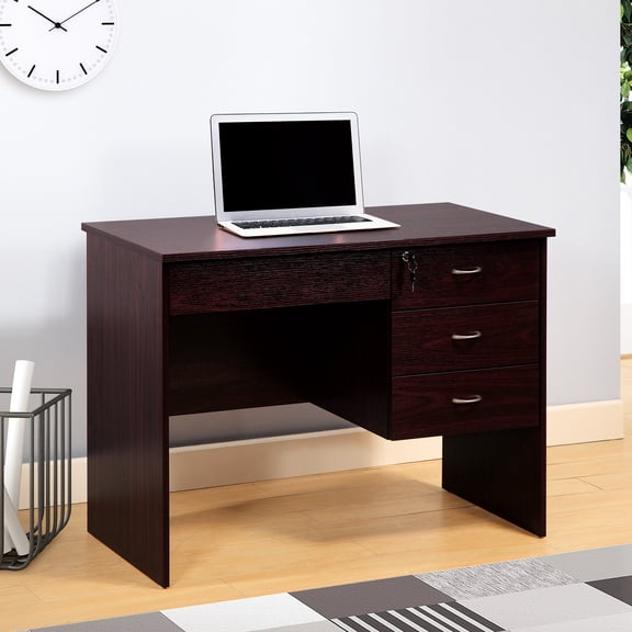 Color Desk With Three Secure Locking Drawers And Glides Study Table Functional Design