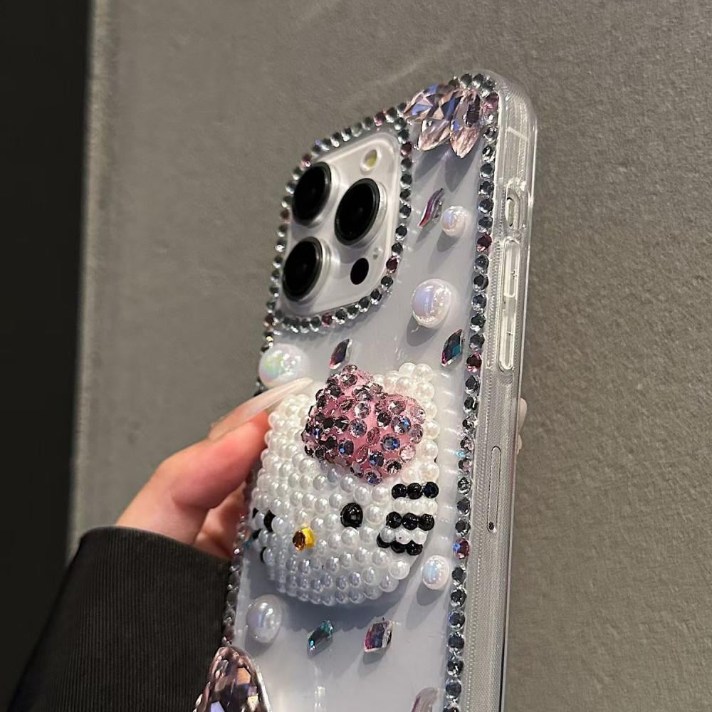 Diy Diamond-Filled Hello Kitty Mobile Phone Case for Iphone16 15 14Pro Max Sanrioed Kawaii Girls Upscale Luxurious Festival Gift