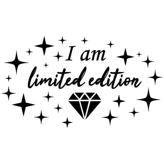 Home Living Room Art Diamond And Stars Decoration Removable Vinyl Wall Decal - 12" x 20" Girls Teens Bedroom Inspirational Lettering Quotes I Am Limited Edition Adhesive Wall Decor Sticker - Black