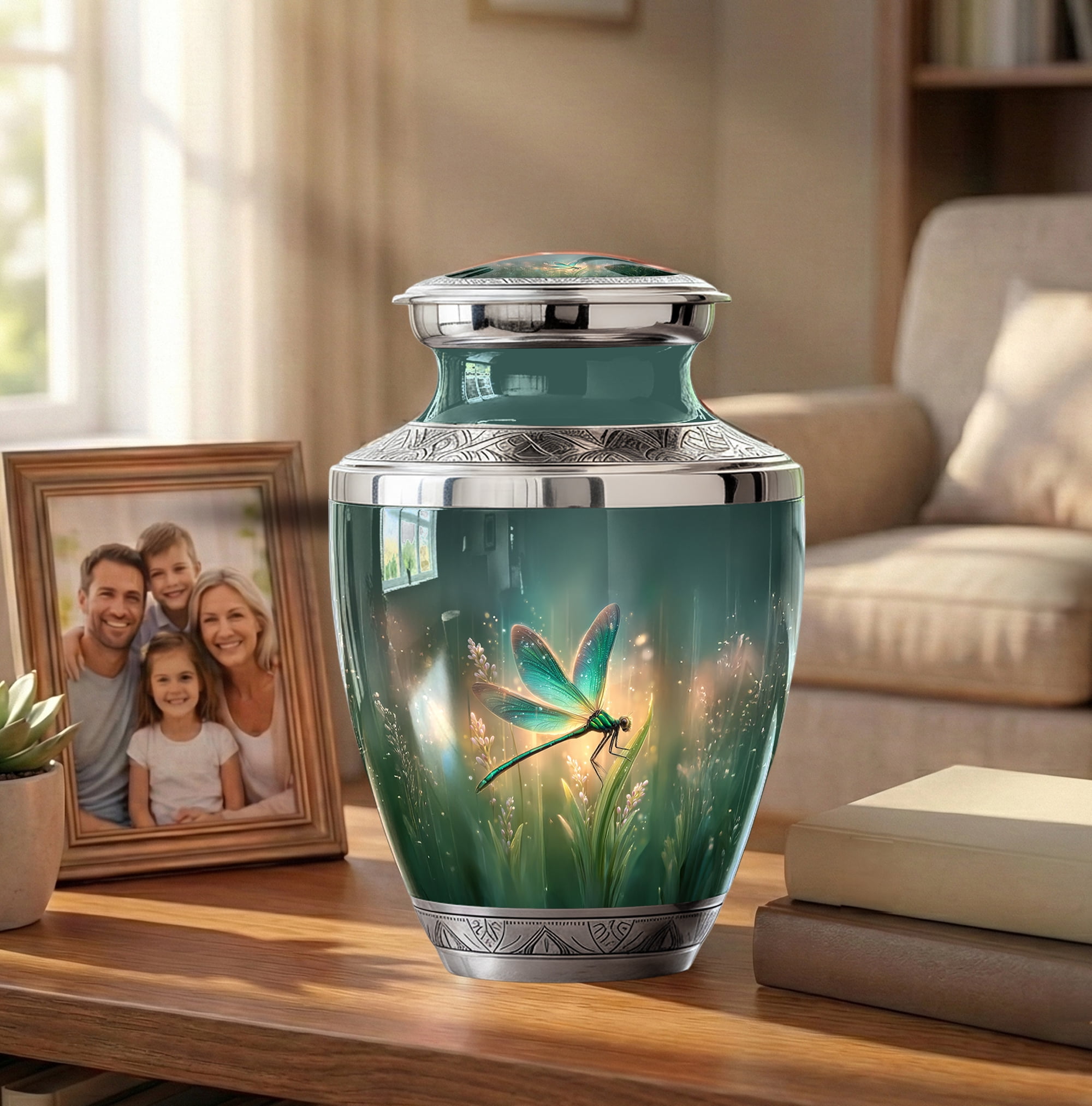 Dragonfly Urn For Human Ashes Adult Female - Large Urns For Human Ashes - Decorative Ash Holder For Mom - Funeral Urns For Women ( Size:-10 Inch 1pc )