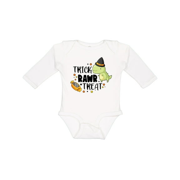 Inktastic Halloween Trick Rawr Treat with Dinosaur Boys or Girls Long Sleeve Baby Bodysuit