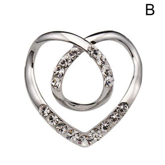 NAUXIU Crystal Brooches Heart Scarf Buckle Brooch Pin Silk Women Scarf Scarf Clasp Accessories Hem Scarves Ring Button Knotted Cli M8F8