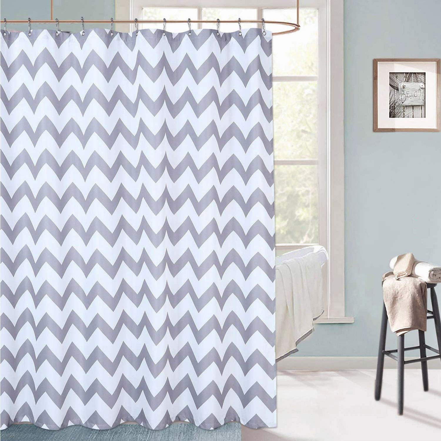 Details about   Gray Tan Chevron Zigzag Pattern Fabric Bath Shower Curtain 84 Inch Extra Long 