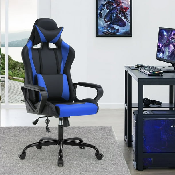 YRLLENSDAN Ergonomic Gaming Chair Video Game with Massager, Blue ...