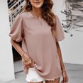 thumbnail image 2 of Blusa de chifón con manga farol y cuello en V de color sólido a la moda informal y sexy para mujer Pompotops hkajfhjk472037, 2 of 7