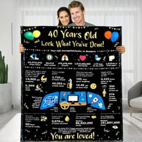 40th Birthday Blanket Gifts for Women/Men, 40th Birthday Daughter Son Gift Ideas for Parents Creative Decorative Blankets, Blankets for Parents Birthday 50x60