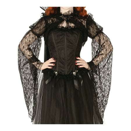 Womens Shadowy Realm Black Floral Victorian Costume Shrug