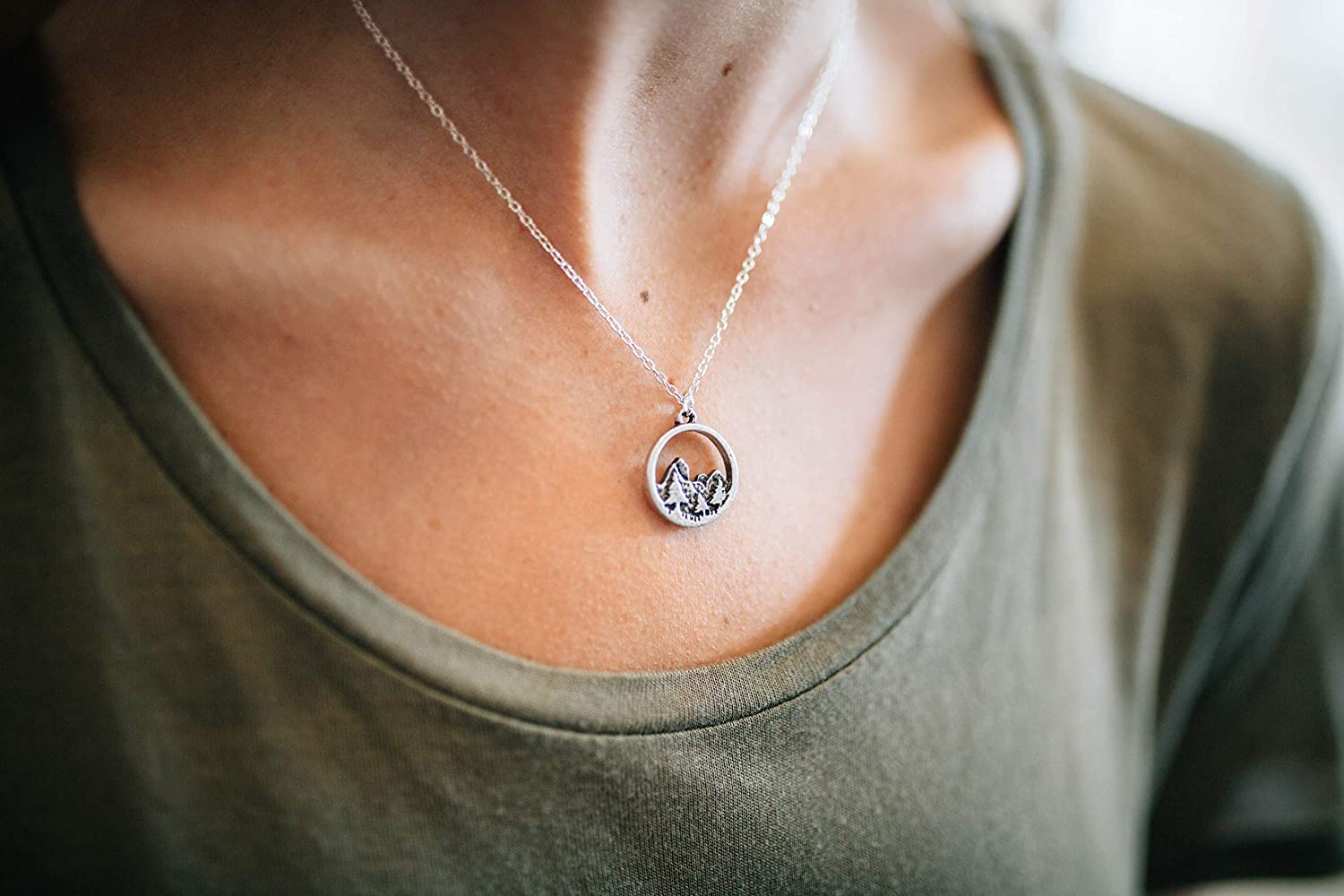 Forest Necklace, Pine Tree and Mountain 
