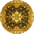 thumbnail image 1 of Ahgly Company Indoor Round Geometric Yellow Traditional Area Rugs, 5' Round, 1 of 4