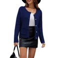thumbnail image 3 of Women Knit Cardigan Sweaters Fall Fashion Long Sleeve Button Down Trendy Casual Jacket Winter Clothes Navy Blue S, 3 of 8