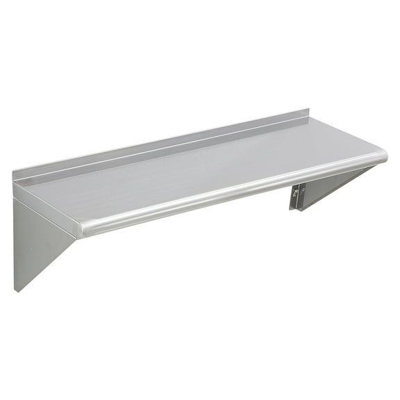 KFFKFF 12" x 36" Stainless Steel Wall Shelf, Floating Storage Rack with Brackets, 250 lbs Capacity, Durable Wall-Mounted Shelf for Kitchen, Restaurant, Bar, Home, and Hotel Use