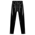 thumbnail image 3 of Womens Patent Leather Skinny Pants Motorcycling Glossy Leggings Slim Fit Trousers Rave Festival Clubwear Zipper Open Crotch Pant, 3 of 5