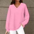 thumbnail image 2 of Women's Hoodless Sweatshirt Oversized Sweatshirt For Women V Neck Fleece Long Sleeve Pullover Casual Cute Sweatshirt 2025 Fall Clothes, Women's Hoodless Sweatshirt XL, 2 of 9
